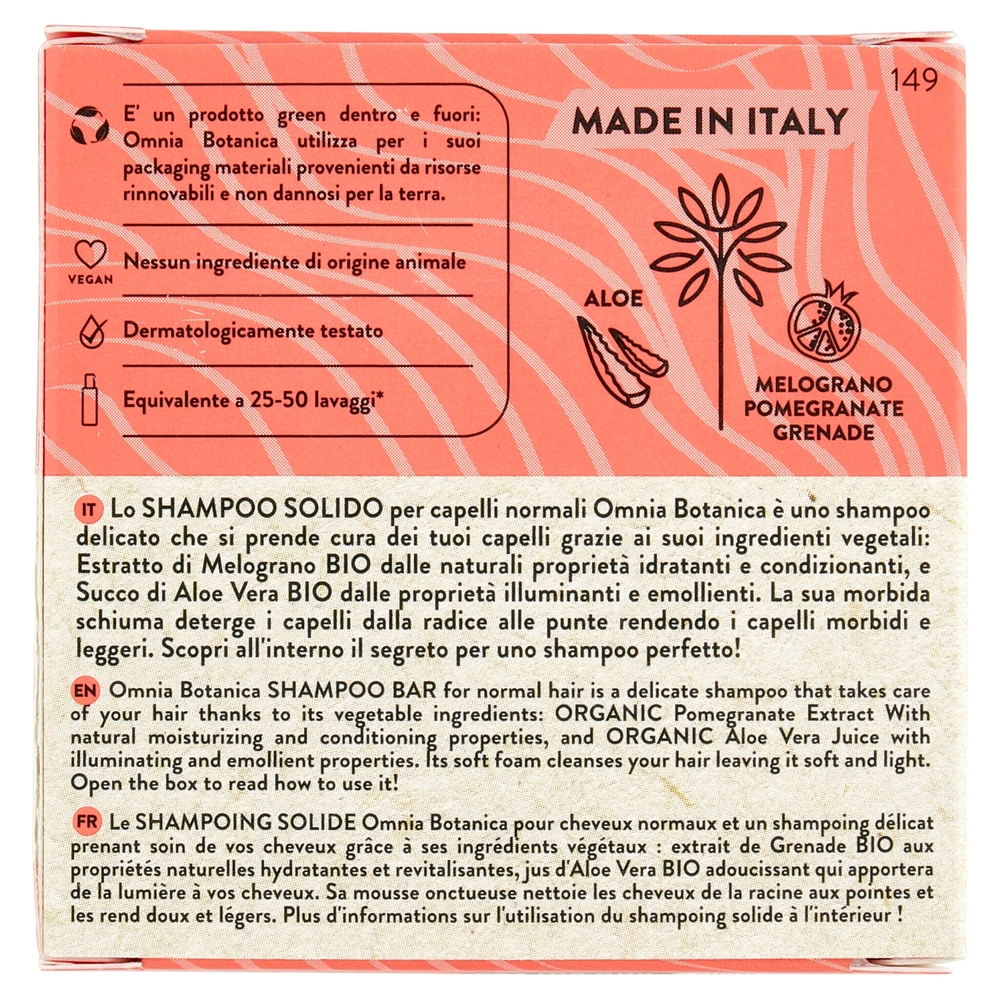 Omnia Botanica Shampoo Solido Capelli Normali Melograno & Aloe Vera 50 g